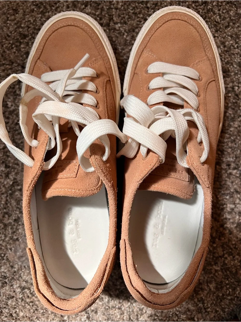 rag & bone Women's Suede Sneakers in Tan with White Laces